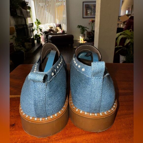 ✨Betsey Johnson Halliee Loafers – Size 9M – Rainbow Rhinestone Denim✨ - Picture 4 of 12